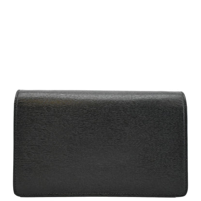 GUCCI Script Leather Chain Wallet Crossbody Bag Black 772643