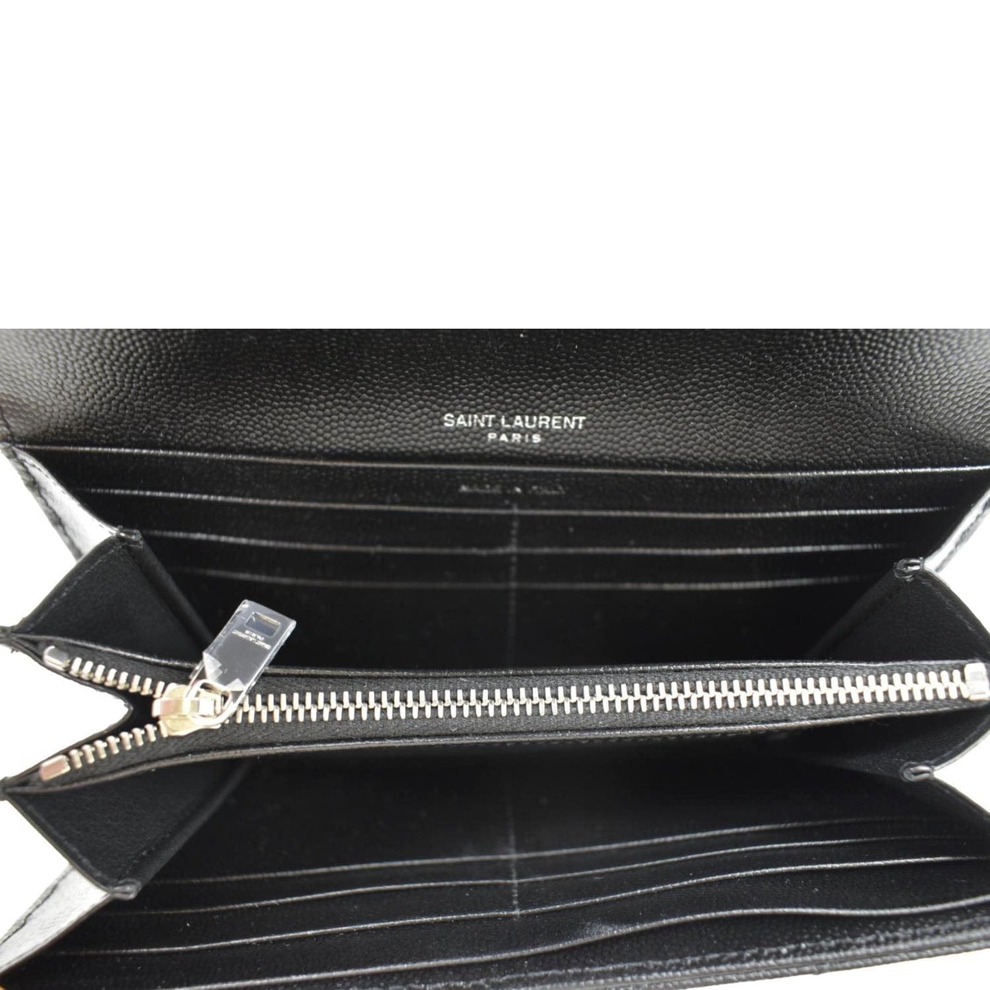 YVES SAINT LAURENT Monogram Grain De Poudre Leather Wallet Black