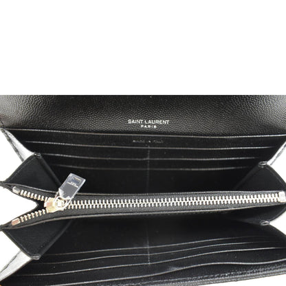 YVES SAINT LAURENT Monogram Grain De Poudre Leather Wallet Black