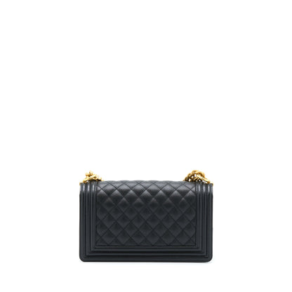Chanel Medium Boy Caviar Black Brushed Gold Hardware
