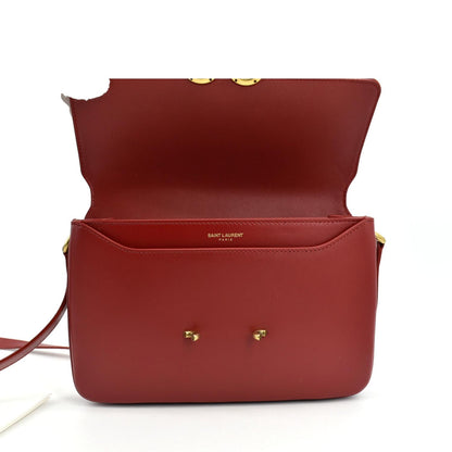 YVES SAINT LAURENT Le Maillon Smooth Leather Shoulder Bag Red