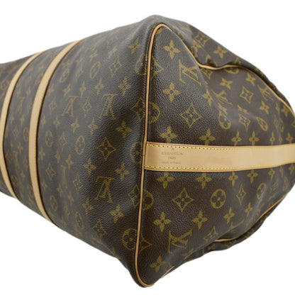 LOUIS VUITTON Keepall Bandouliere 55 Monogram Canvas Travel Bag Brown