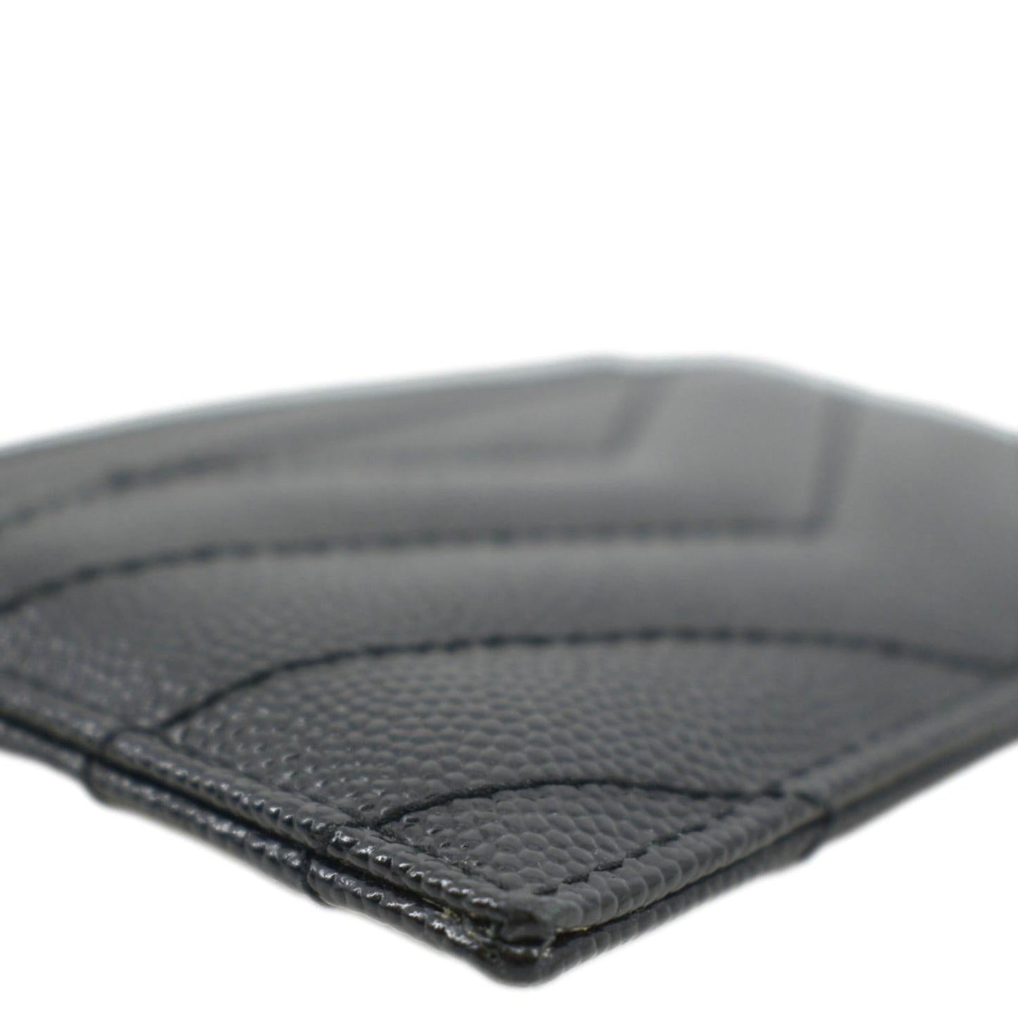 YVES SAINT LAURENT Cassandre Monogram Grain De Poudre Leather Card Holder Black