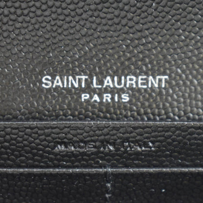 YVES SAINT LAURENT Monogram Grain De Poudre Leather Wallet Black