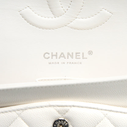 Chanel Medium Classic Double Flap Bag Caviar White  (Microchip)