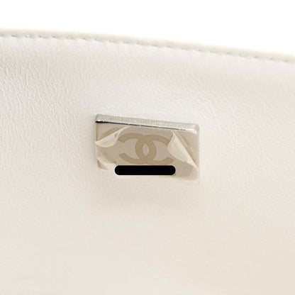 Chanel Medium Classic Double Flap Bag Caviar White  (Microchip)