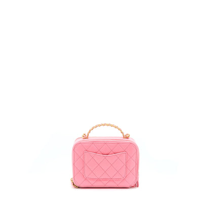 Chanel 22S Letter Top Handle Small Vanity Case Caviar Pink Brushed