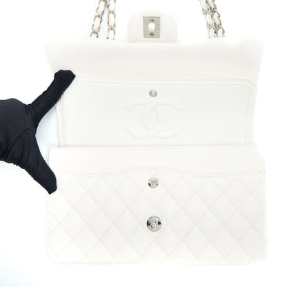 Chanel Medium Classic Double Flap Bag Caviar White  (Microchip)
