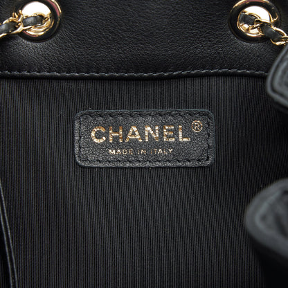 Chanel bucket bag quilted lambskin black L