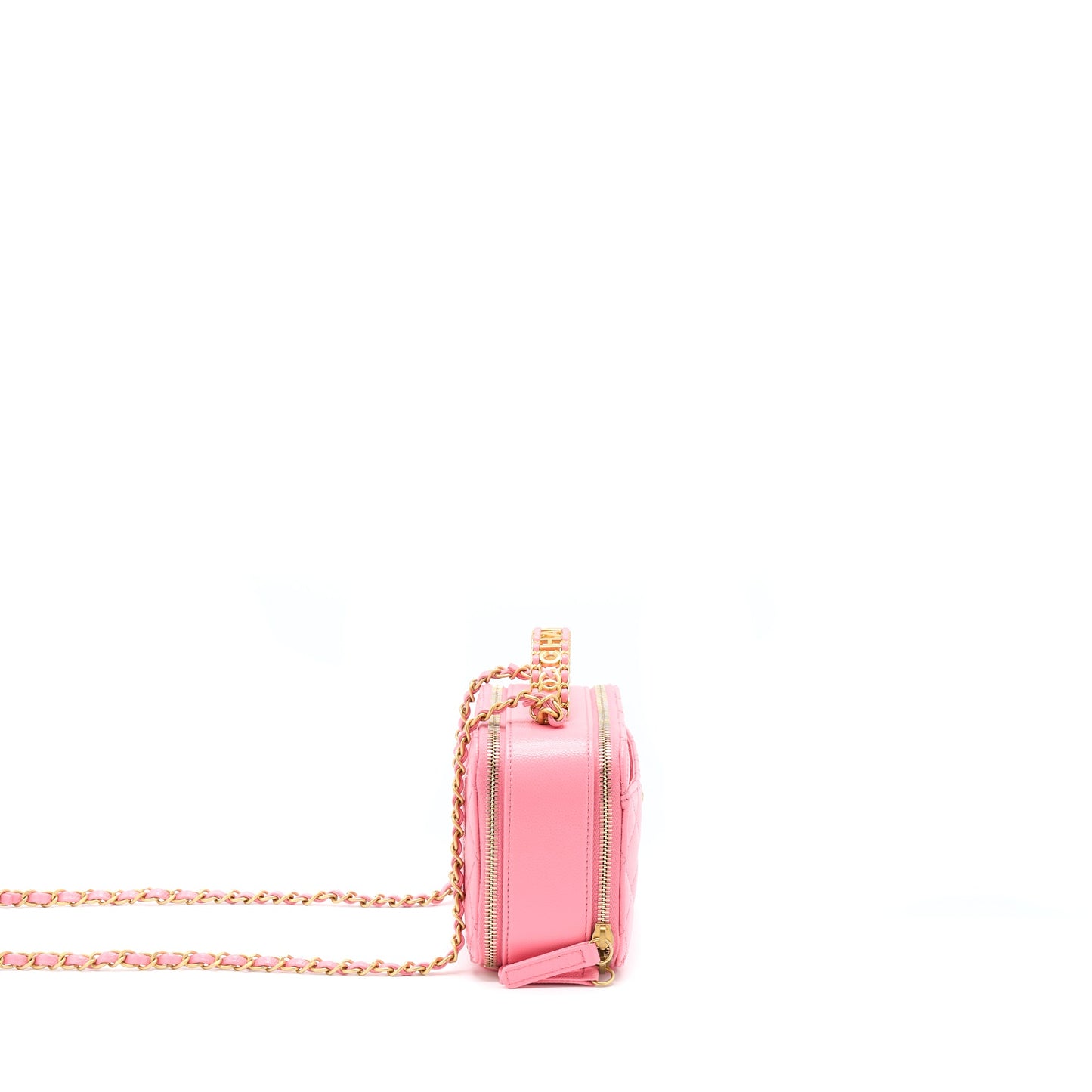 Chanel 22S Letter Top Handle Small Vanity Case Caviar Pink Brushed