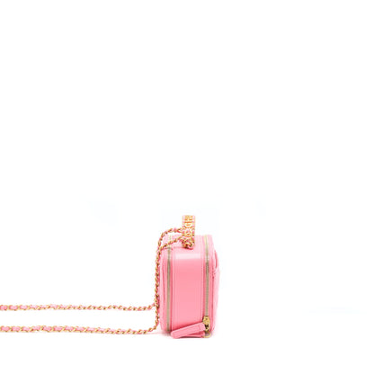 Chanel 22S Letter Top Handle Small Vanity Case Caviar Pink Brushed