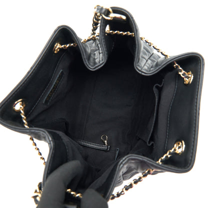 Chanel bucket bag quilted lambskin black L