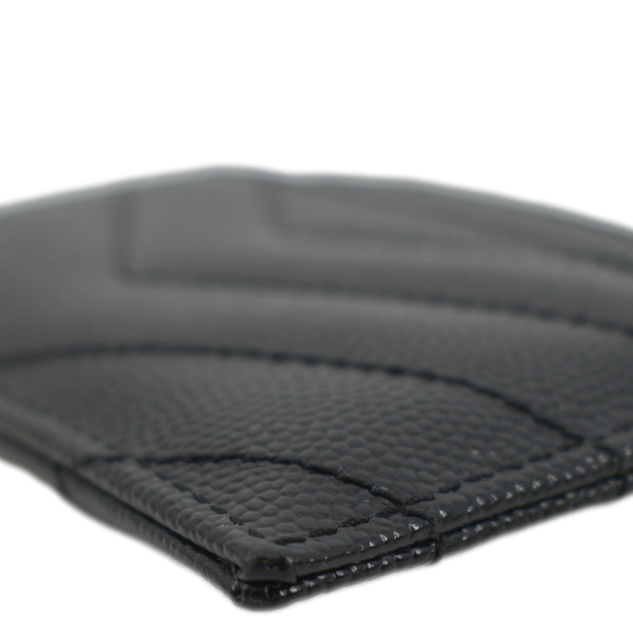 YVES SAINT LAURENT Cassandre Monogram Grain De Poudre Leather Card Holder Black