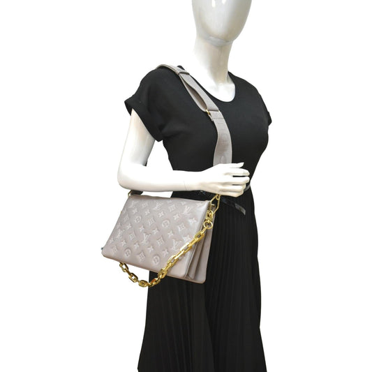 LOUIS VUITTON Coussin PM Monogram Embossed Shoulder Bag Grey