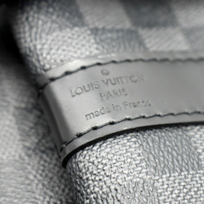LOUIS VUITTON Keepall 55 Damier Graphite Bandouliere Travel Bag Black