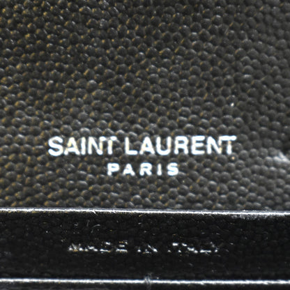 YVES SAINT LAURENT Monogram Grain De Poudre Leather Wallet Black