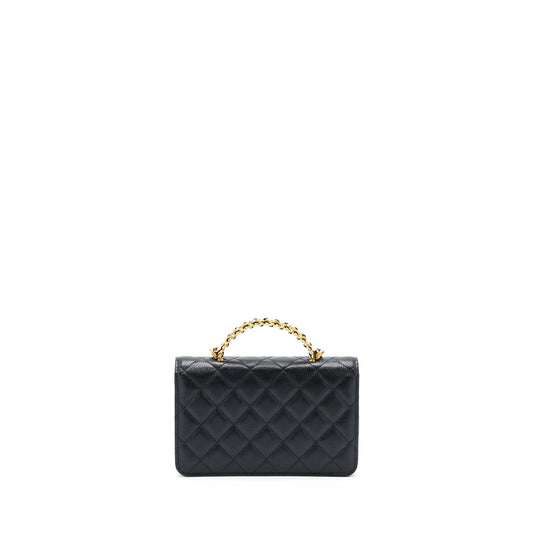 Chanel Top Handle Wallet On Chain Caviar Black