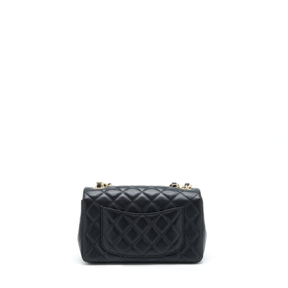 Chanel Mini Rectangular Flap Bag With Bag Charms Giant Chains Lambskin Black