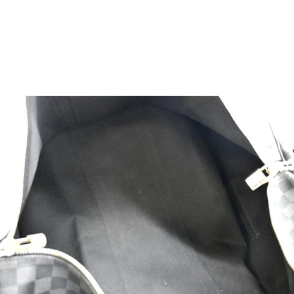 LOUIS VUITTON Keepall 55 Damier Graphite Bandouliere Travel Bag Black