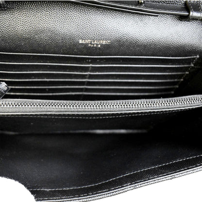 YVES SAINT LAURENT Cassandre Matelasse Chain Wallet Crossbody Bag Black