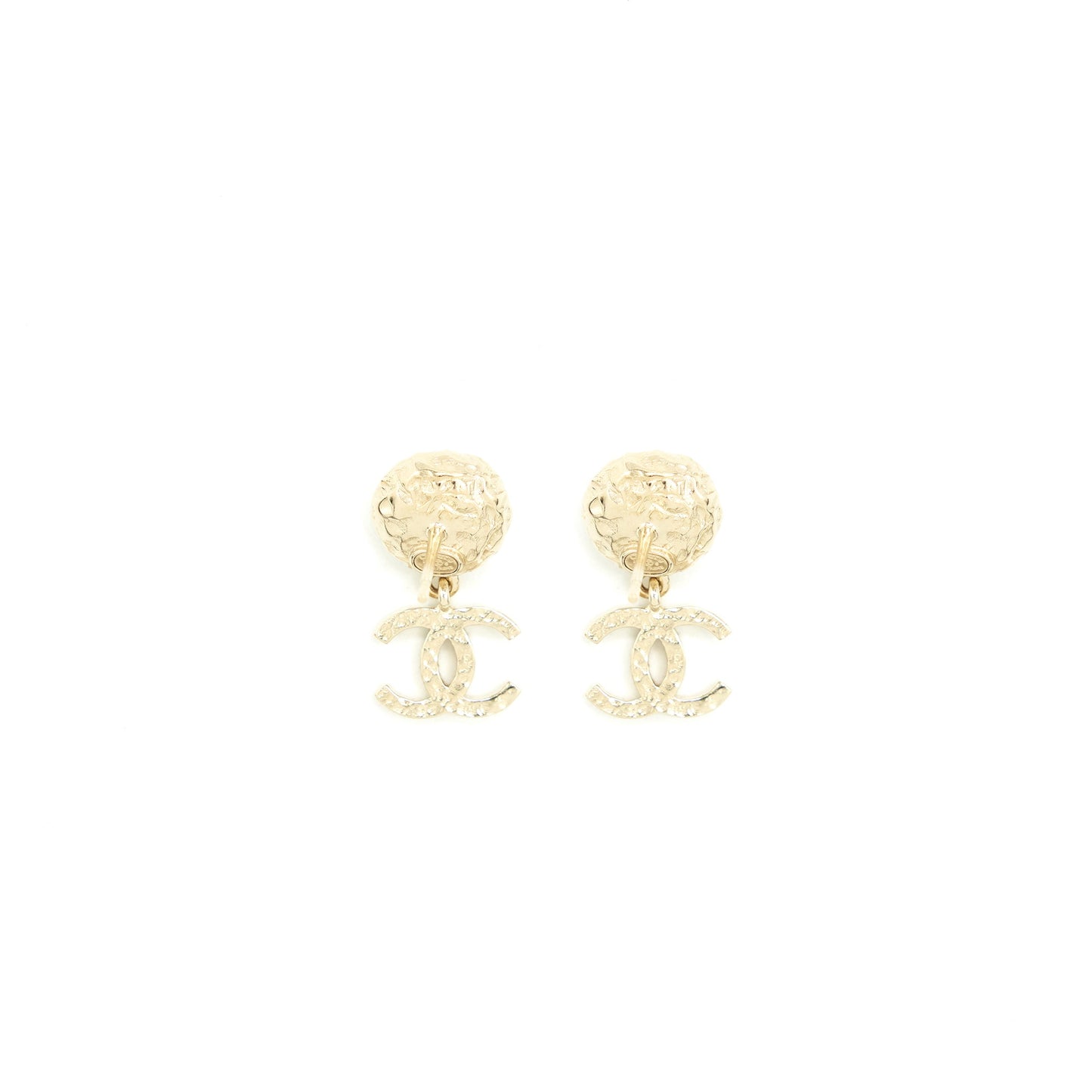 Chanel Pearl And CC Logo Drop Earrings Light Gold Tone