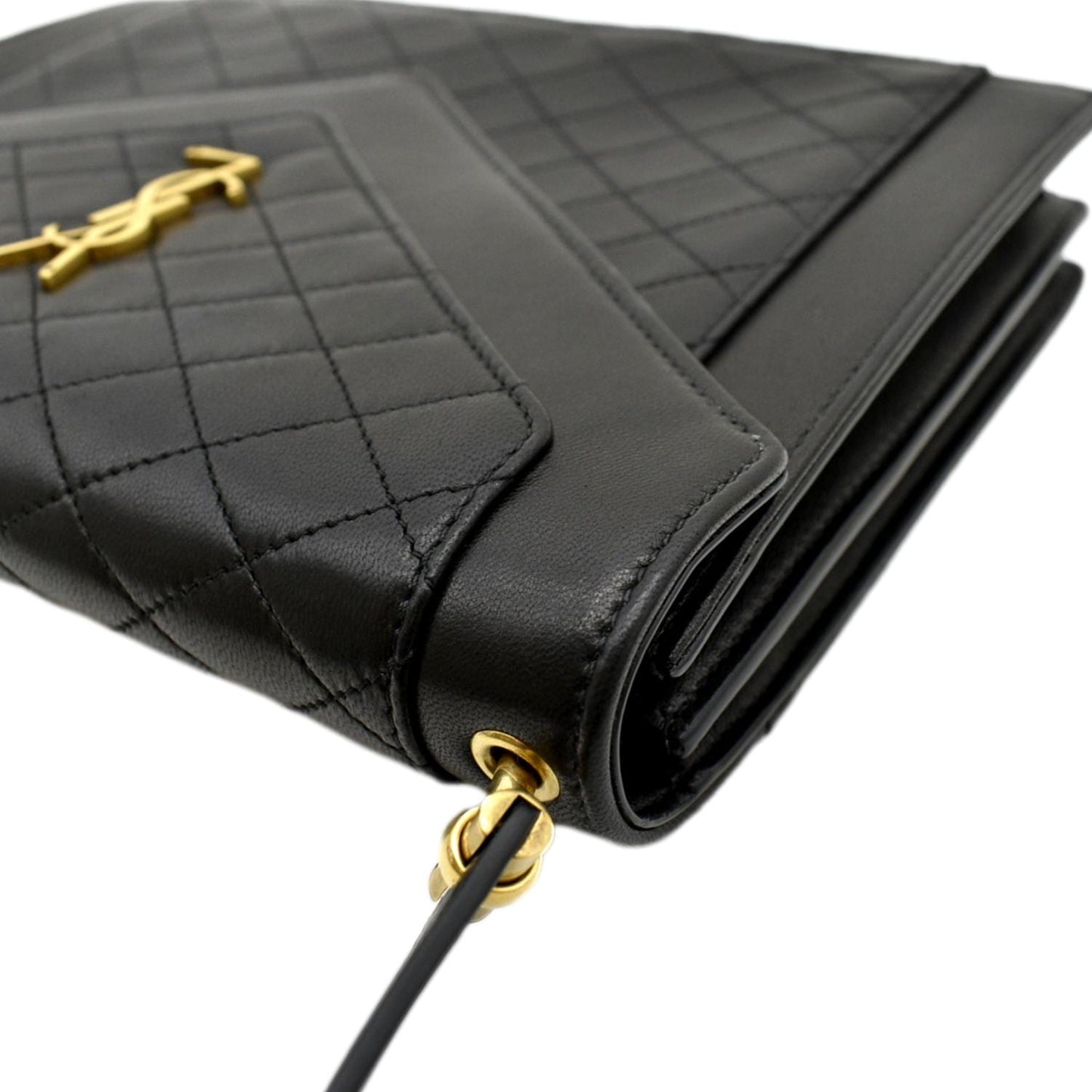 YVES SAINT LAURENT Gaby Small Envelope Quilted Leather Wallet Black