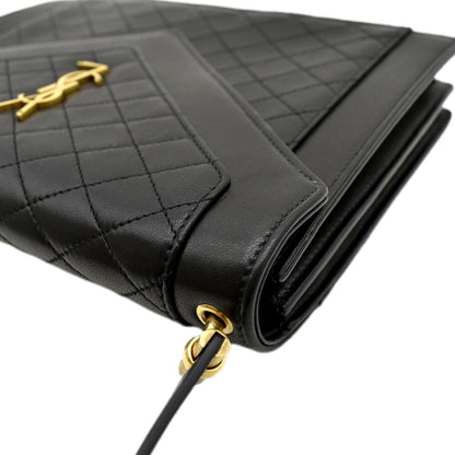 YVES SAINT LAURENT Gaby Small Envelope Quilted Leather Wallet Black