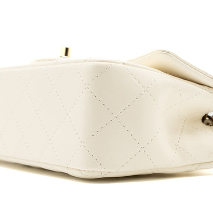 Chanel Mini Rectangular Flap Bag Lambskin White L (microchip)