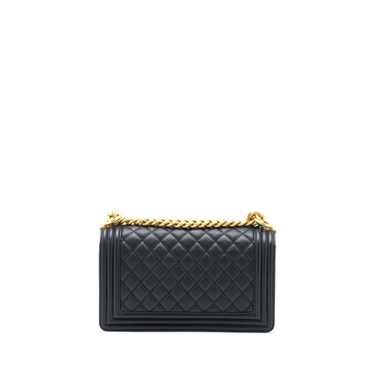 Chanel Medium Boy Bag Calfskin Black  (Microchip)