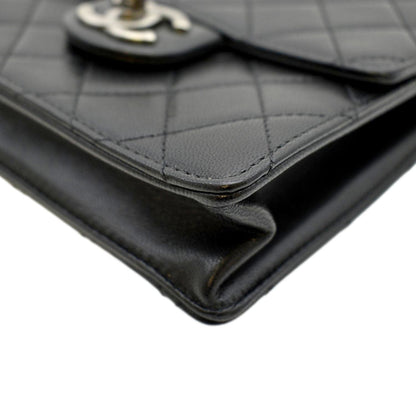 CHANEL Chic Pearls Flap Quilted Calfskin Leather Shoulder Bag Black