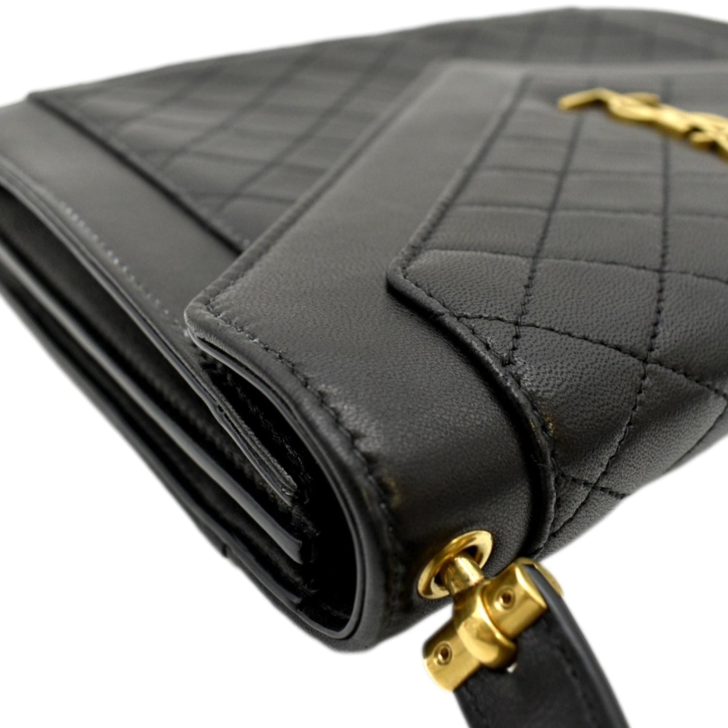 YVES SAINT LAURENT Gaby Small Envelope Quilted Leather Wallet Black