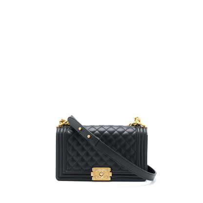 Chanel Medium Boy Bag Caviar Black Brushed