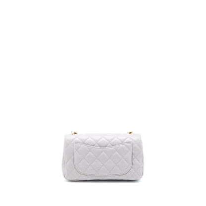 Chanel 22B Pearl Crush Mini Rectangular Flap Bag Lambskin Light Grey (Microchip)