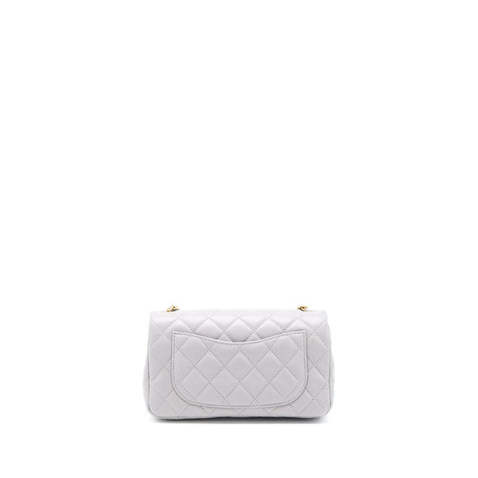 Chanel 22B Pearl Crush Mini Rectangular Flap Bag Lambskin Light Grey (Microchip)