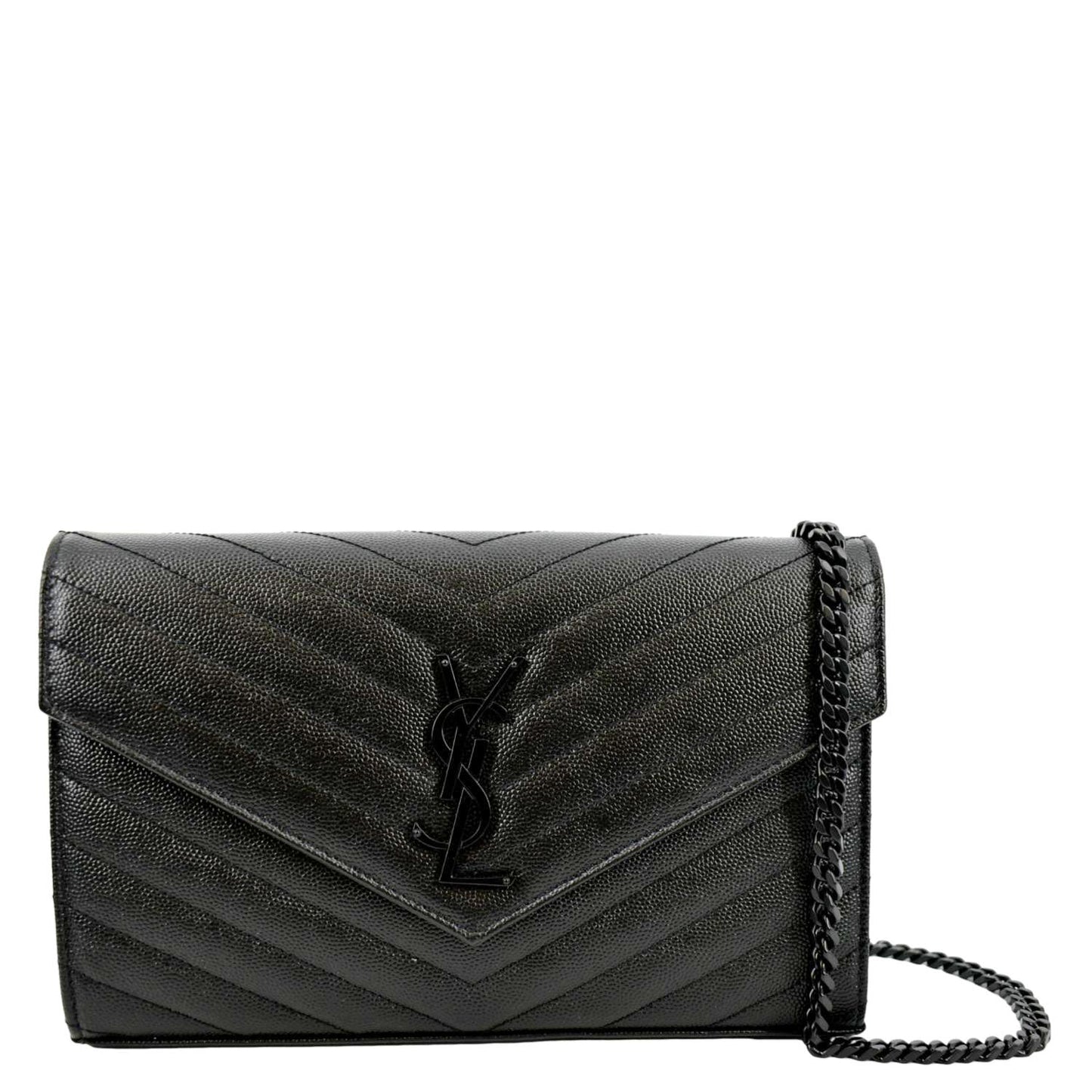 YVES SAINT LAURENT Cassandre Matelasse Chain Wallet Crossbody Bag Black