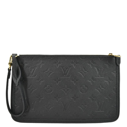 LOUIS VUITTON Neverfull Empreinte Monogram Pochette Wristlet Pouch Black