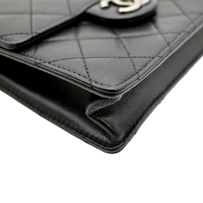 CHANEL Chic Pearls Flap Quilted Calfskin Leather Shoulder Bag Black