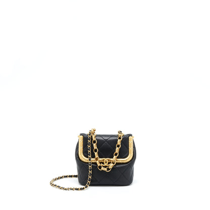Chanel 20A Kiss-Lock Mini Vanity Flap Bag Calfskin Black