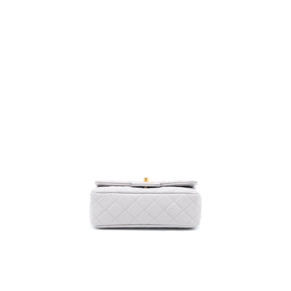 Chanel 22B Pearl Crush Mini Rectangular Flap Bag Lambskin Light Grey (Microchip)