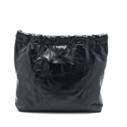 Chanel Medium 22 Bag Shiny Calfskin Black Brushed  (Microchip)