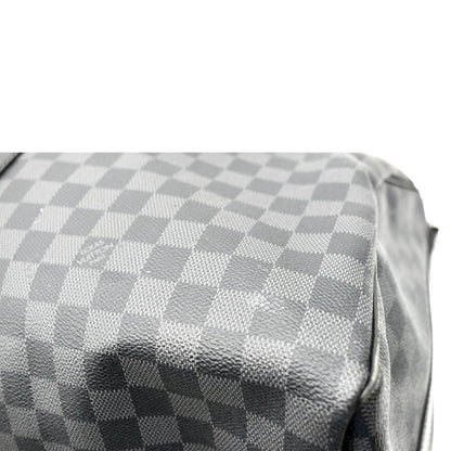 LOUIS VUITTON Keepall 55 Damier Graphite Bandouliere Travel Bag Black