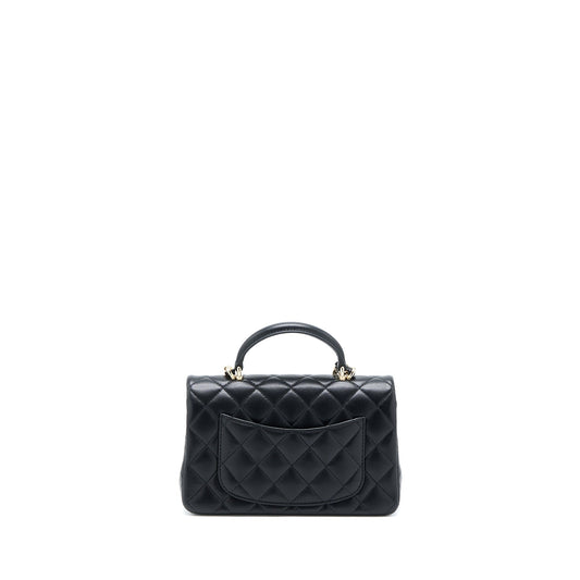 Chanel Top Handle Mini Rectangular Flap Bag Lambskin Black L (Microchip)