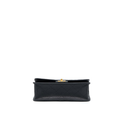 Chanel 22K Top Handle Messenger Bag Caviar Black Brushed  (Microchip)