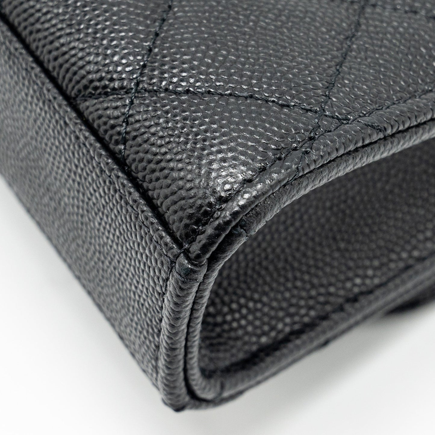 Chanel Mini Top Handle Flap Bag Caviar Black L (Microchip)