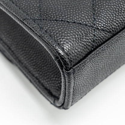 Chanel Mini Top Handle Flap Bag Caviar Black L (Microchip)