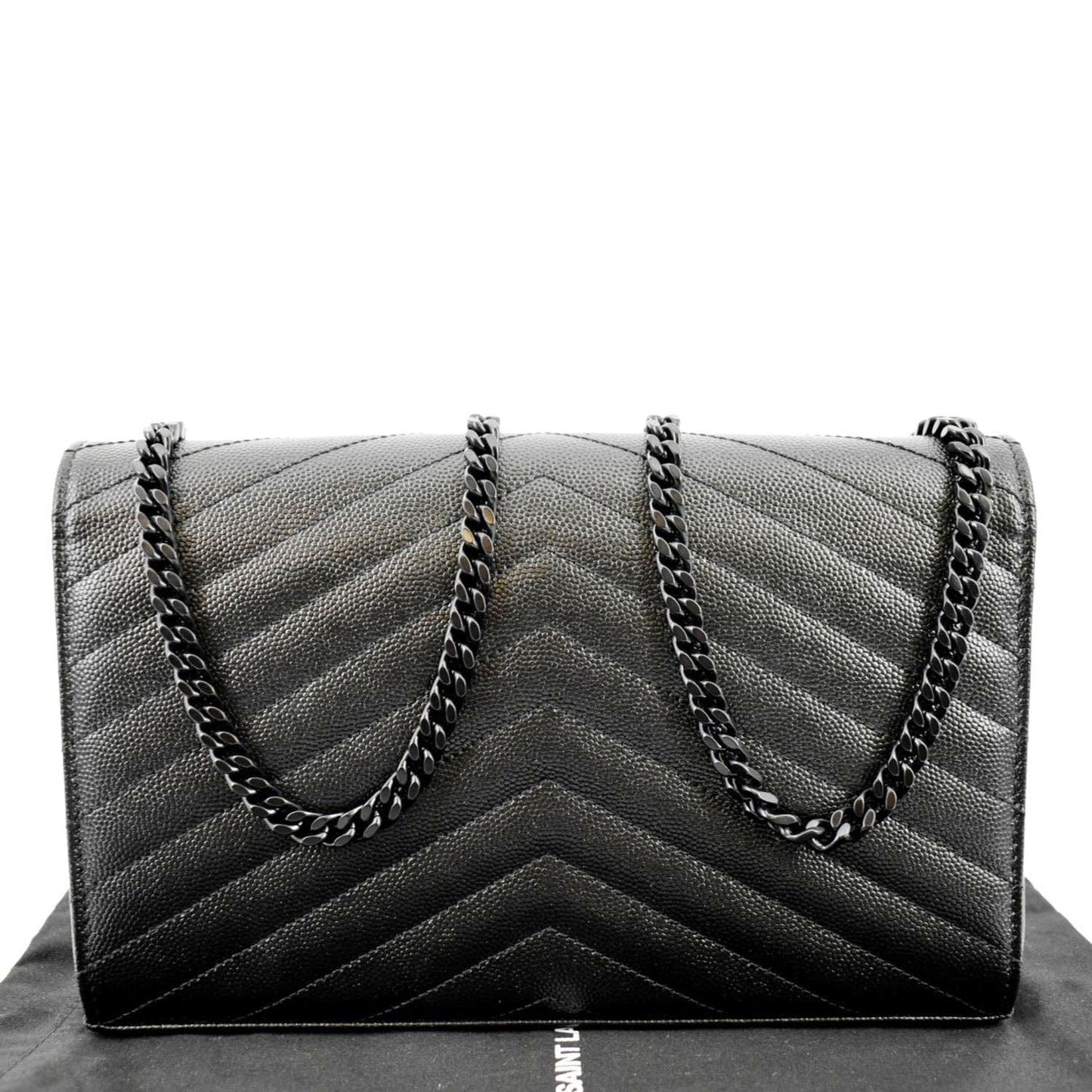 YVES SAINT LAURENT Cassandre Matelasse Chain Wallet Crossbody Bag Black
