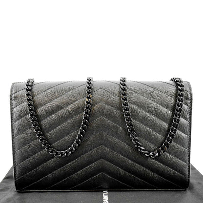 YVES SAINT LAURENT Cassandre Matelasse Chain Wallet Crossbody Bag Black