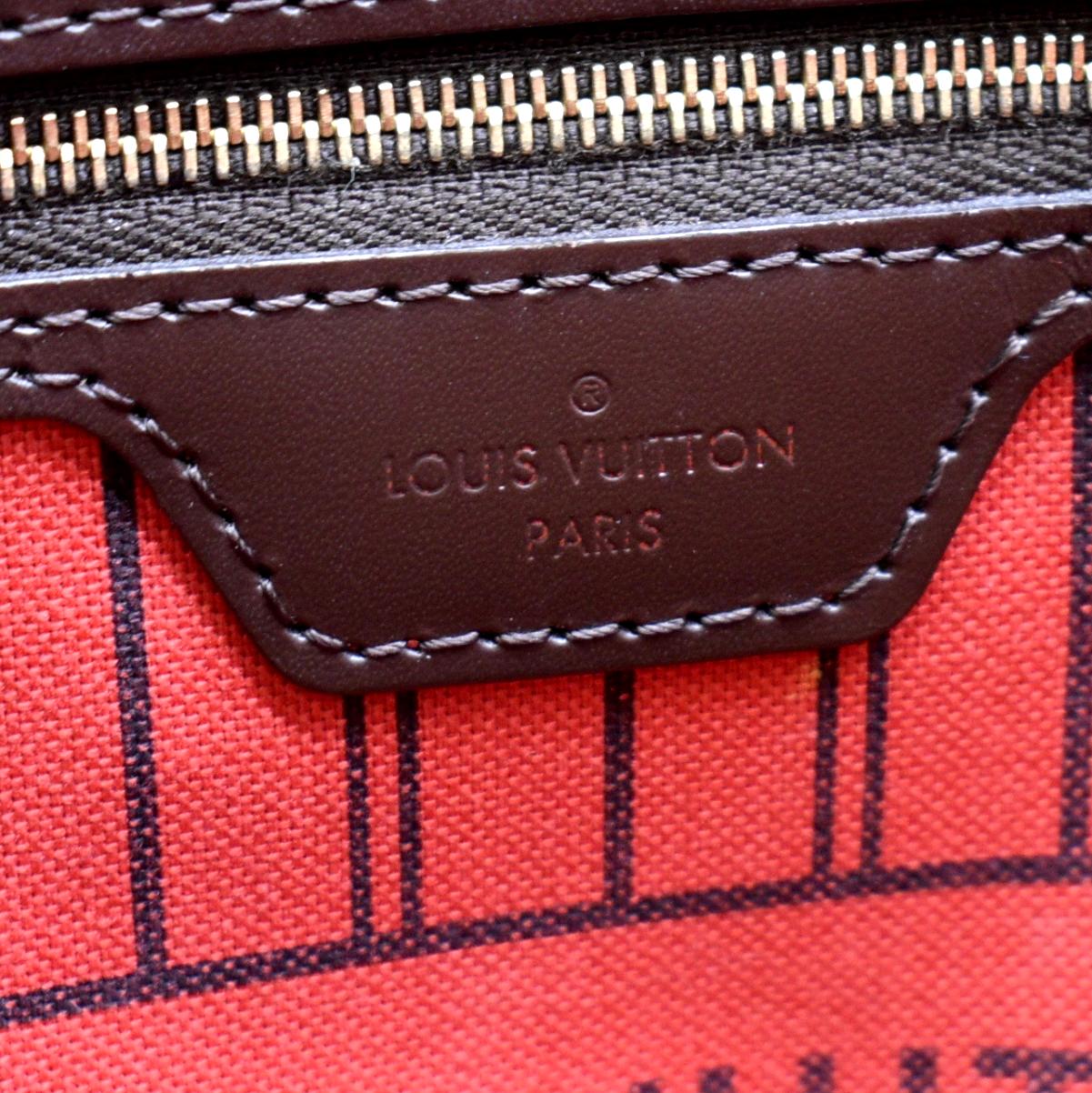 LOUIS VUITTON Neverfull MM Damier Ebene Tote Bag Brown