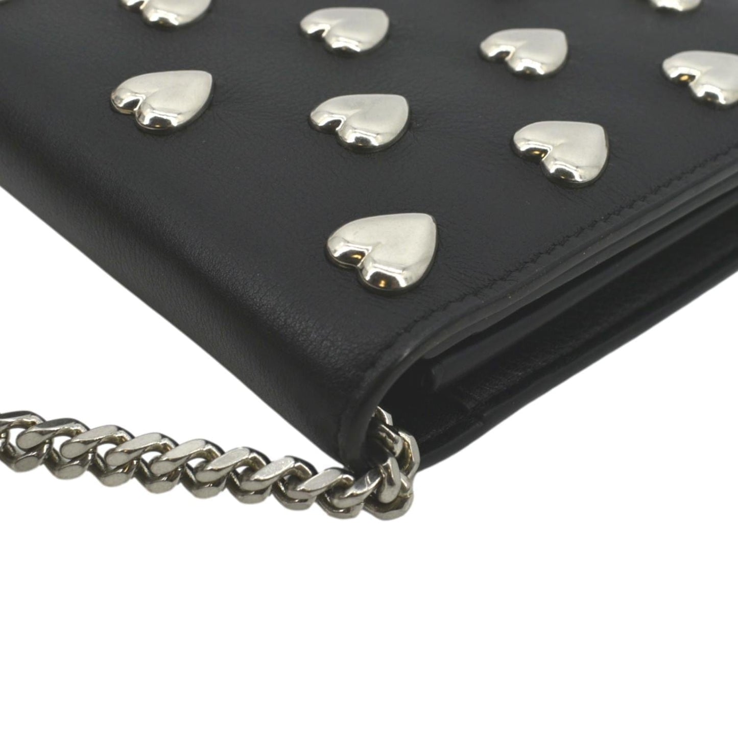 YVES SAINT LAURENT Kate Heart Studded Leather Shoulder Bag Black