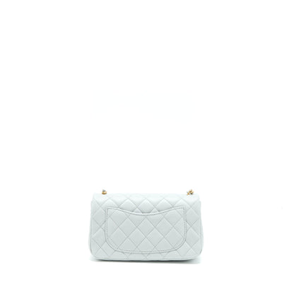 Chanel 23C Pearl Crush Mini Rectangular Lambskin Light Grey Brushed  (Microchip)